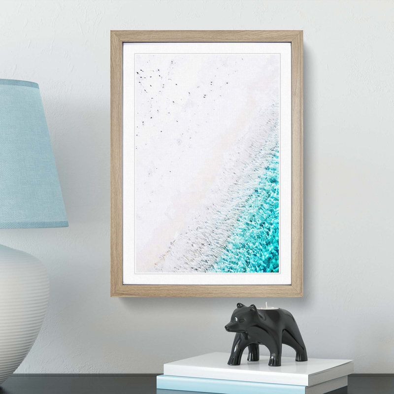Beach in Bathalaa Maldives in Abstract - Picture Frame Graphic Art Print, 36cm H x 27cm W x 2cm D, Oak Framed