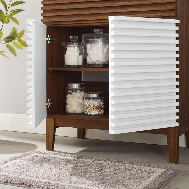 Armoire de meuble-lavabo 30 po Render, Blanc / noyer