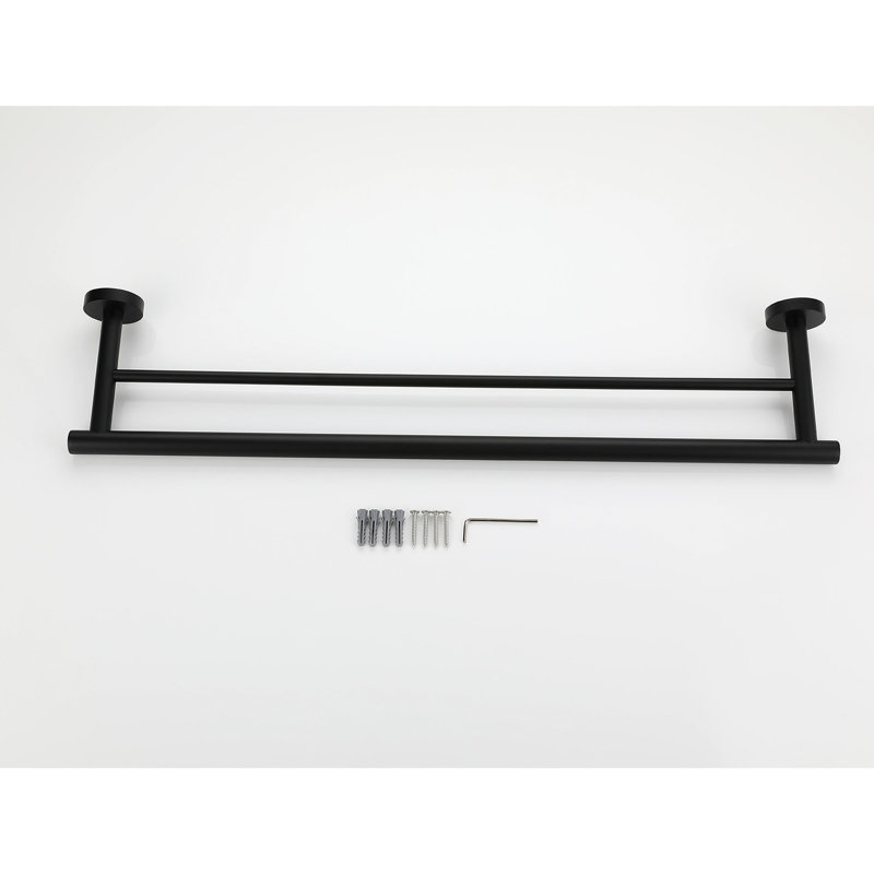 Barre à serviettes en acier inoxydable, noir mat - Améliore l'organisation et le style de la salle de bain en acier, pratique pour le rangement à la maison