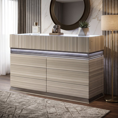 Commode Velmora avec plateau en verre
