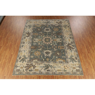 Blue Floral Oushak Indian Area Rug 9x12