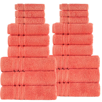 18 Piece Bath Towels Set for Bathroom Original Turkish Cotton Soft, Absorbent and Premium 6 Bath Towels, 6 Hand Towels, 6 Washcloths