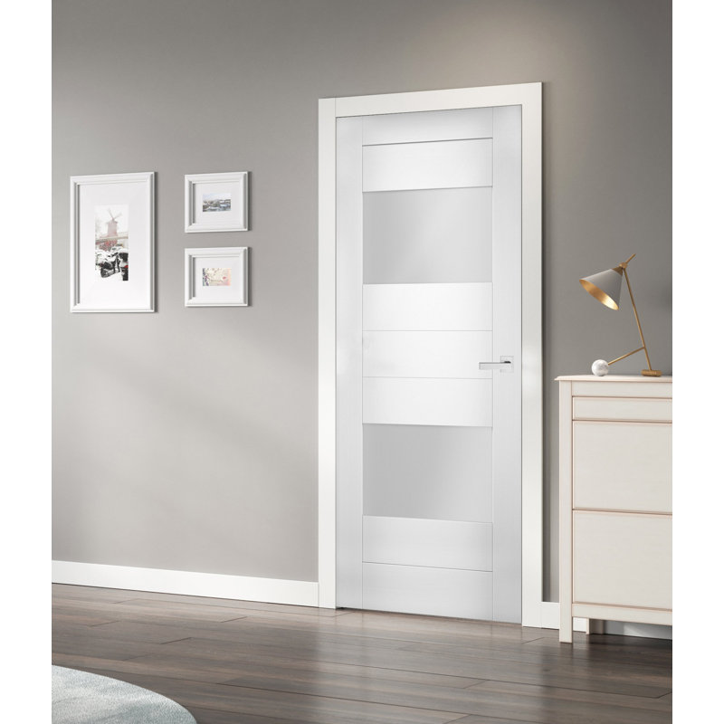 Dalle de porte blanche standard en verre givré Sete, 36 po x 84 po