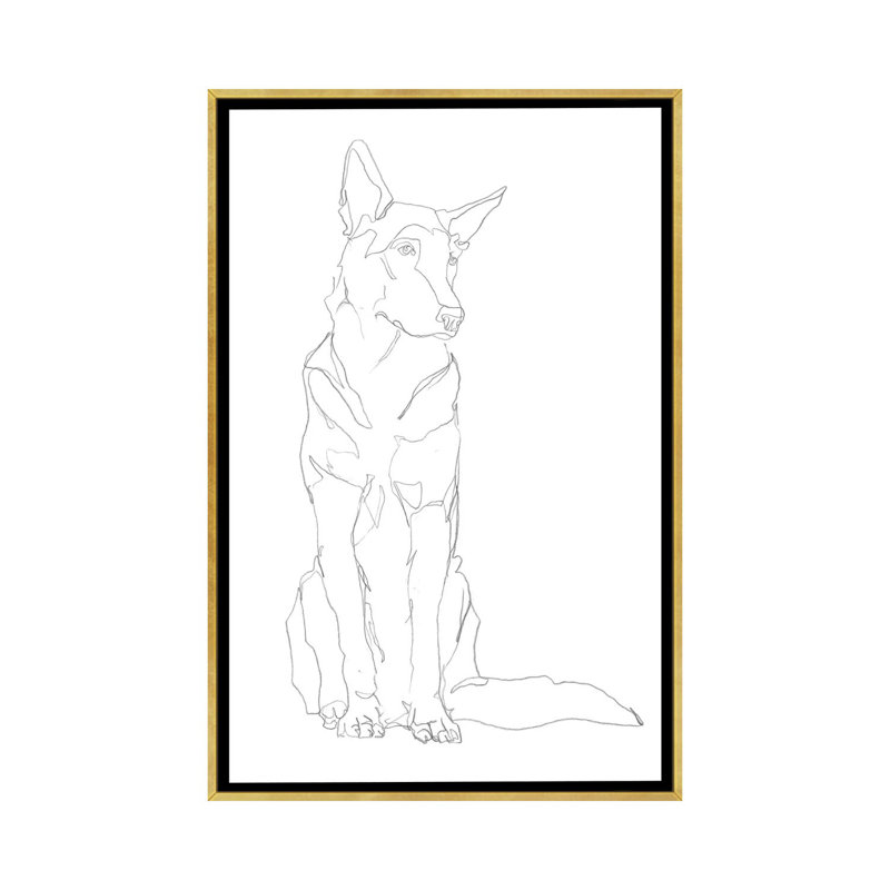 «Dog Contour I» par Ethan Harper - reproduction d'art, H 48 po x l 32 po x P 1,5 po, Toile encadrée d'or, Pas de tapis