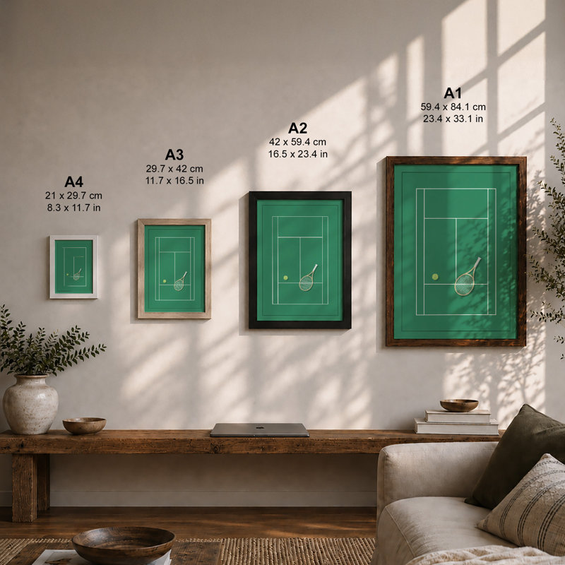 Tennis Court Geometry Geometric - Print, Unframed, A4 - 29.7 x 21.0 cm