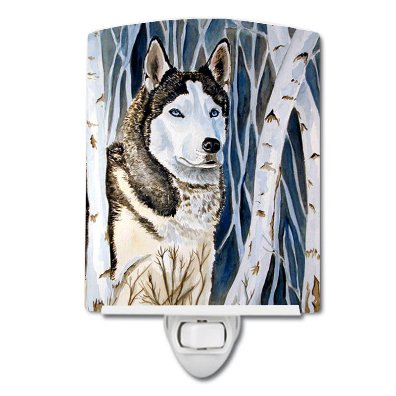 Éclairage de nuit en céramique sibérie husky