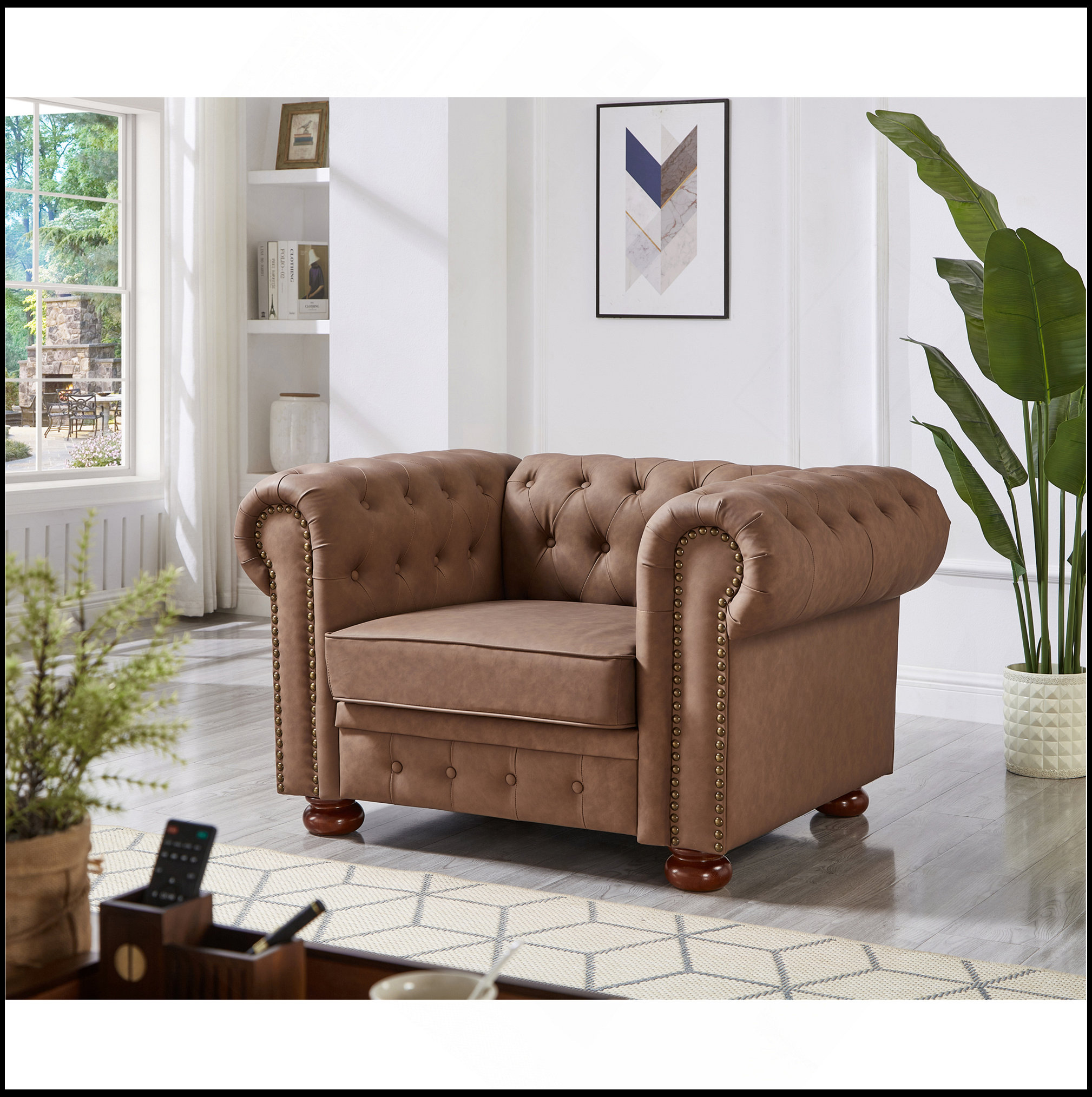 Red Barrel Studio Classic Chesterfield Sofa Chair For Living Room Grey ...