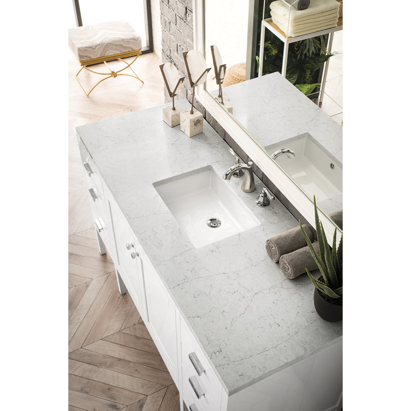 Addison 60'' W Single Vanity, Glossy White, 8" Widespread, Carrara White