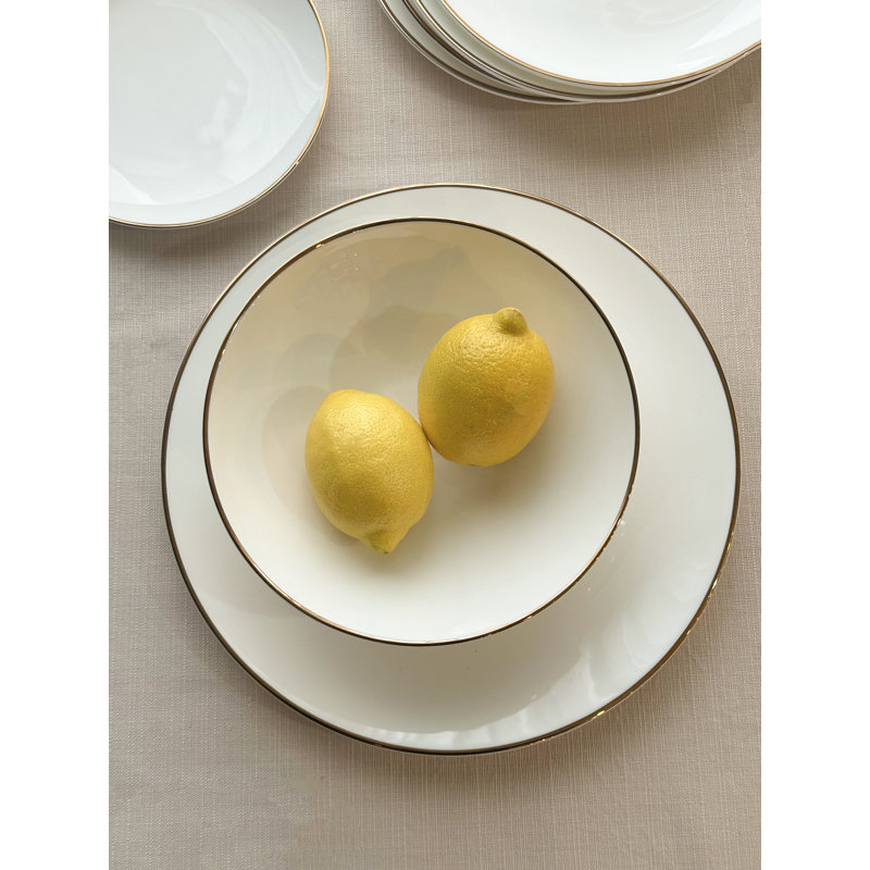 Alex Platinum Bone China Dinner Plate, Gold