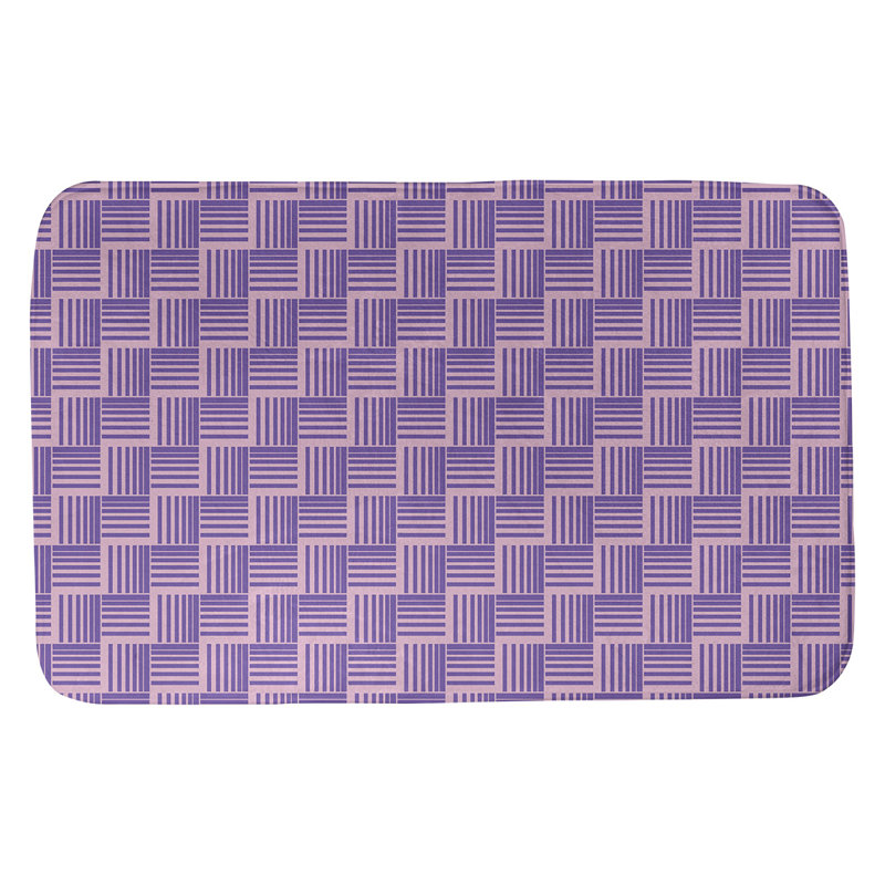 Tapis de bain géométrique antidérapant rectangulaire à rayures baskettressées, l 21 po x L 34 po, Rose / mauve