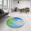 Tapis décoratif bleu géométrique-571391872