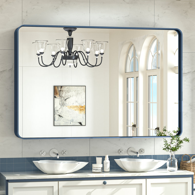 Miroir d'appoint Tyro, 36 po x 55 po, Bleu, Rectangulaire