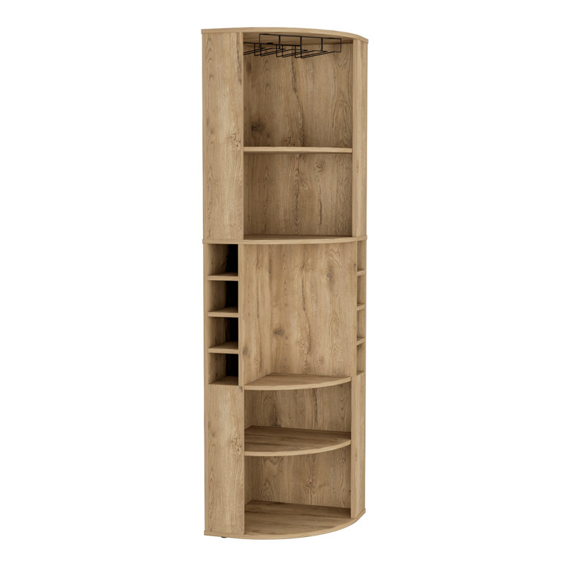 Armoire d'angle avec cinq tablettes, huit casiers à bouteilles et Macadamia Steamware
