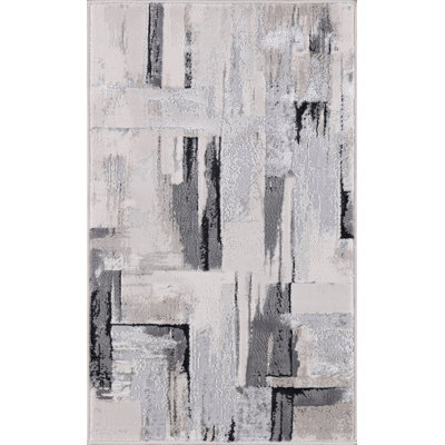 Figueroa Collection Abstract Gray/Black Neutral Area Rug