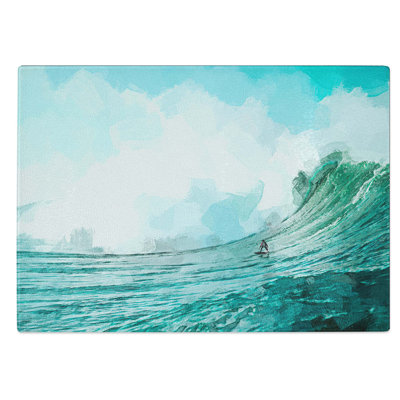 Tempered Glass Surfing a Wave Chopping Board