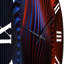Portail Moire Matrix en rouge et bleu II - Horloge murale moderne géométrique-1901864647