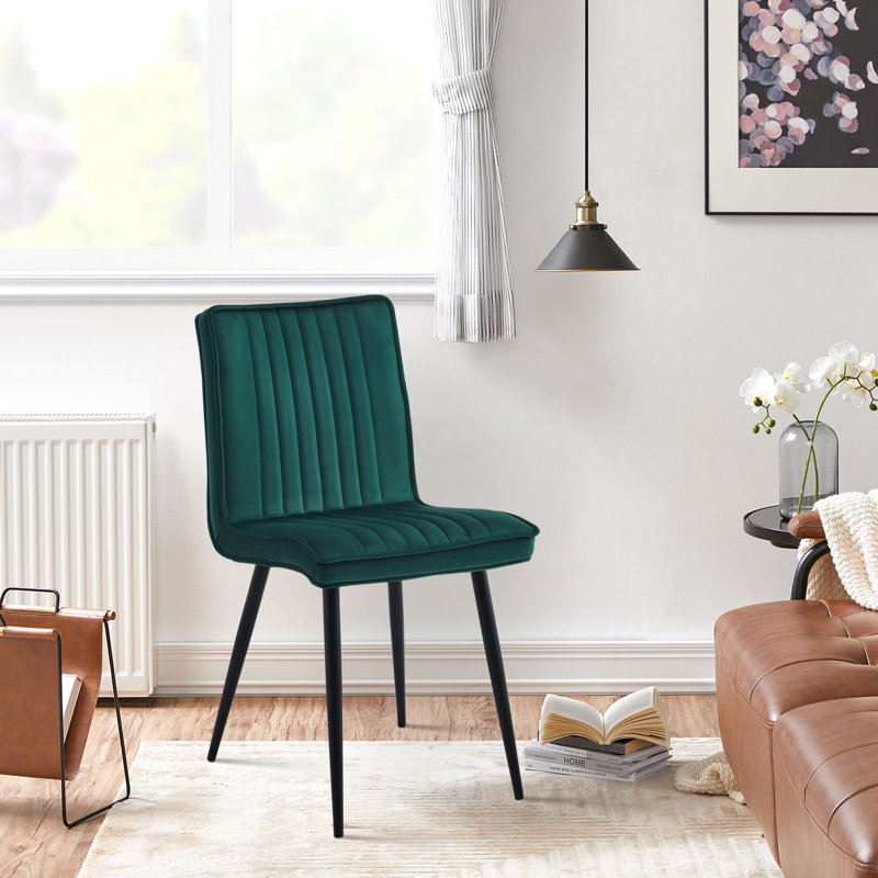 Tys 49cm H Fabric Upholstered Metal Side Chair, Green