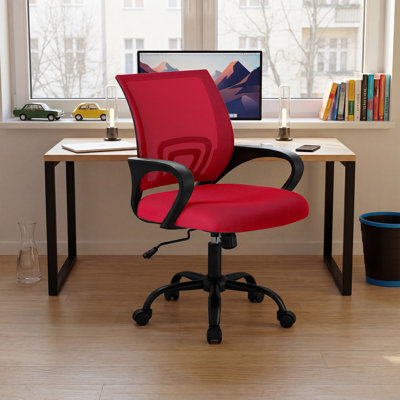 Chaise de bureau réglable avec rotation à 360 °, hauteur et inclinaison, rouge