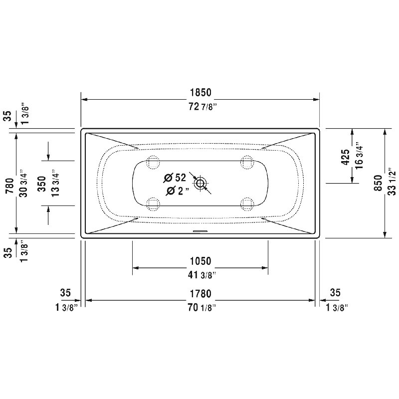 73" x 34" Freestanding Soaking Solid Surface Bathtub