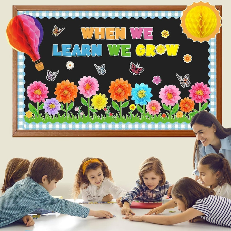 Ensemble de décorations pour babillard printanier - «When We Apprendre We Grow»