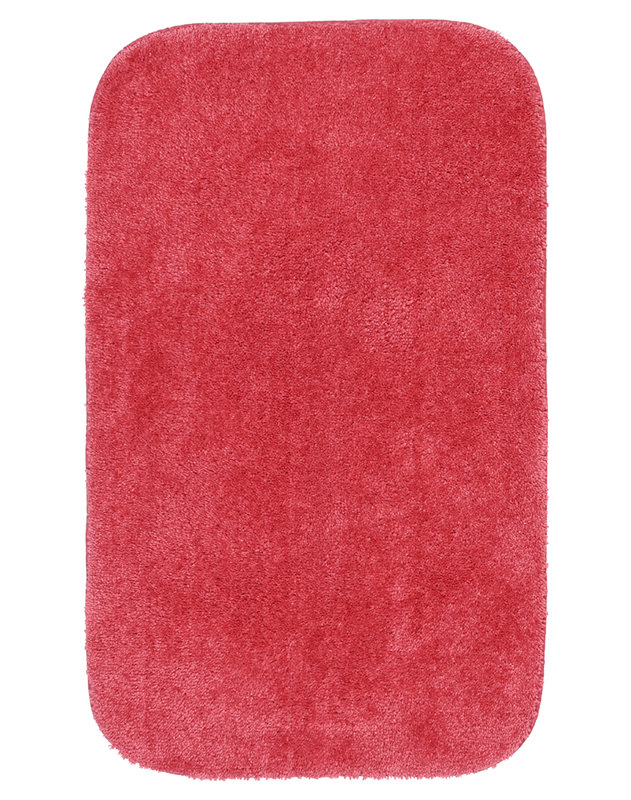 Mccluney Soft Nylon Machine Washable Non- Slip Bath Rug/Mat, Pink Hibiscus, 24" W x 40" L