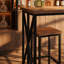 62.6" Rectangular Bar Table, Farmhouse Counter Height Pub Table with Metal Footrest for Coffee Bar