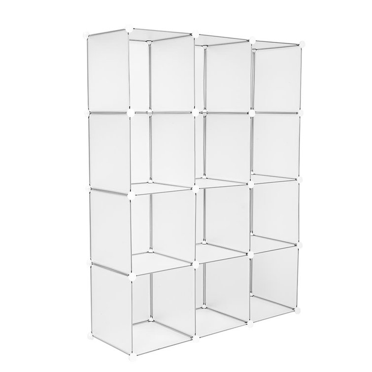 SUGIFT Cube Storage with Doors 12 Cube Organizer Bookcase Closet Storage  Shelves for Clothes, Black (3x4 Cubes)