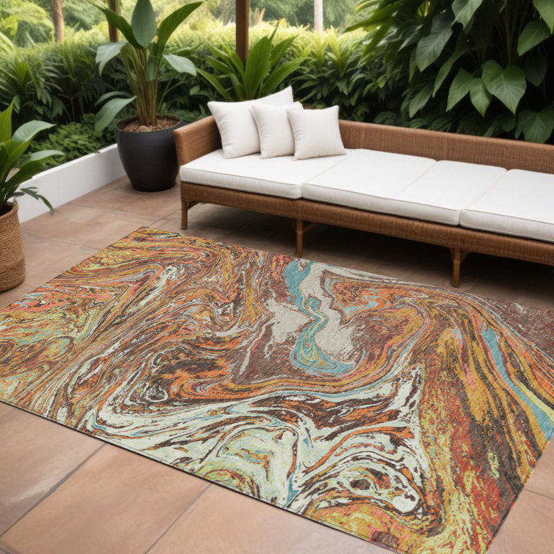 Tapis intérieur lavable abstrait kaki 9 pi x 12 pi