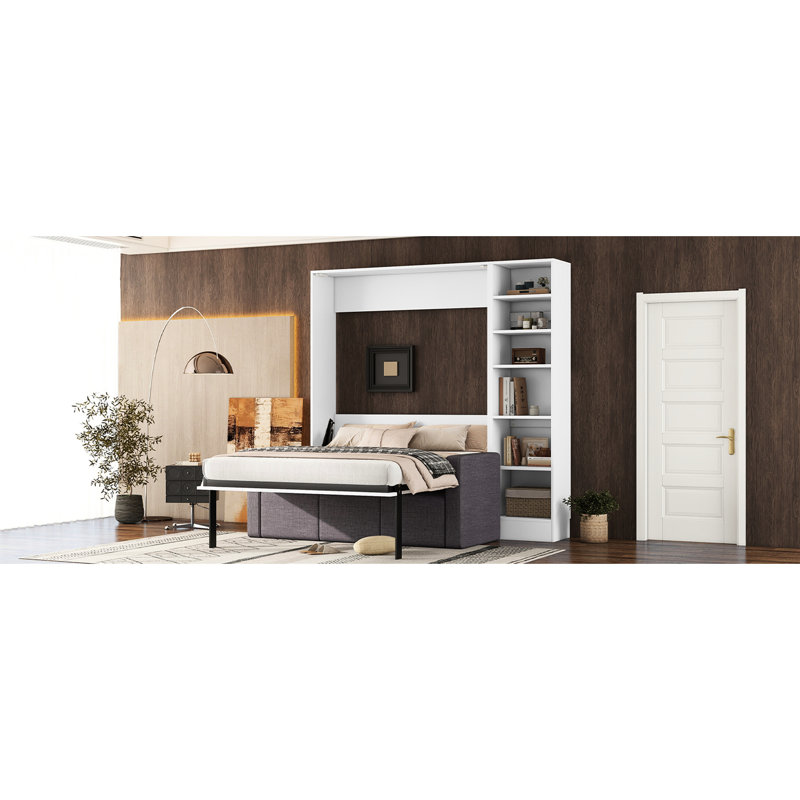 Lit blanc avec et tablettes - Pleine grandeur, ajouter de l'élégance à la taille de votre chambre à coucher et en blanc, choix élégant