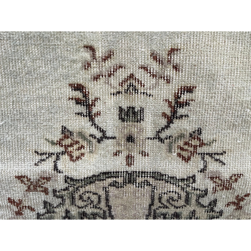 Élégant tapis en laine beige, tapis floral classique de 46,5 x 77,2 pouces, Rectangle 3 pi 11 po x 6 pi 5 po