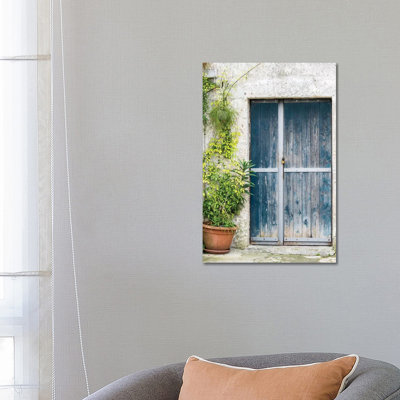 Blue Door on a Sassi House in Matera 1 Piece Wrapped Canvas Wall Art