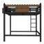 Loft Bed With Ladders, Metal Loft Bed With Storage Shelves And Bookshelf, No Box Spring Needed And Chic Design, Black-2129324454
