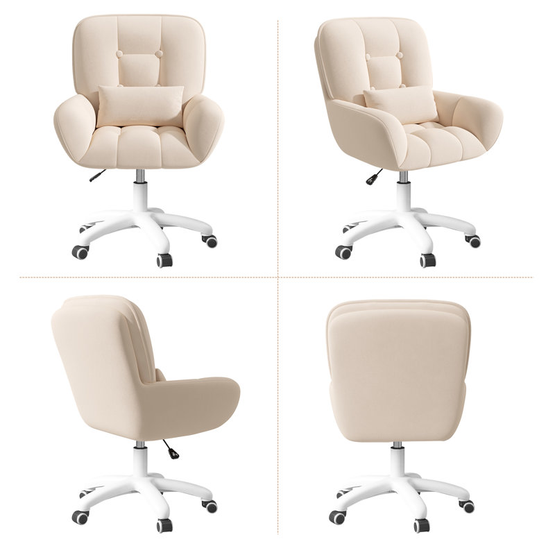 Velvet Office Chair, Beige, White