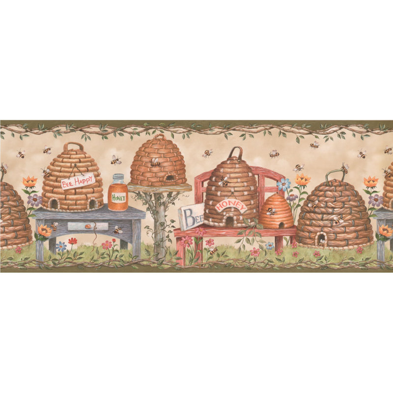 Bordure de papier peint abstrait Winkler Bees Honey Beehives on Bancs L 15 pi x l 9,25 po
