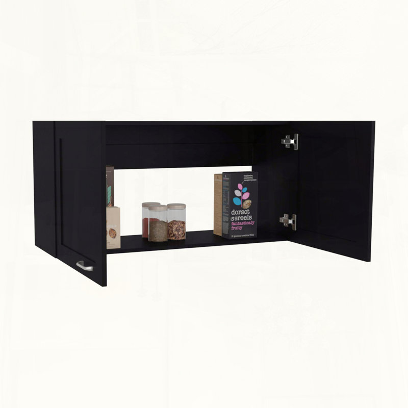 Armoire murale Zurich avec portes doubles, wengé large, Black