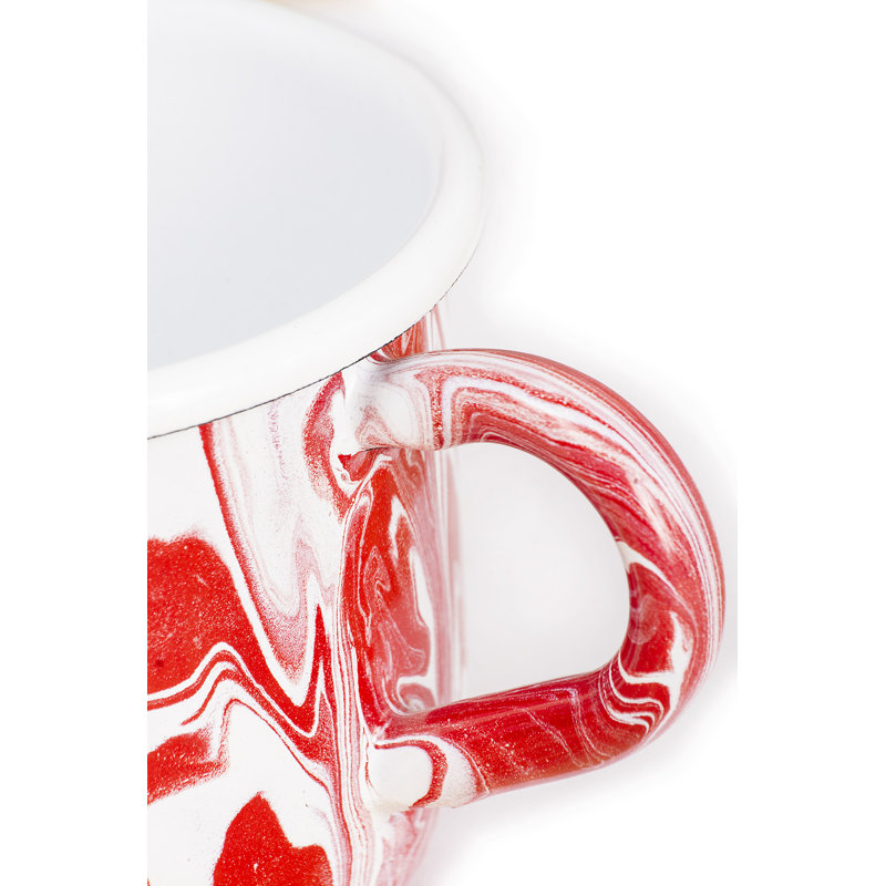 Ensemble de grandes tasses à café marbrées fabriquées à la main Ottomar, Rouge