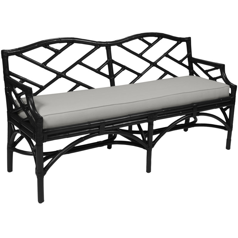 Chippendale Upholstered Bench, Black