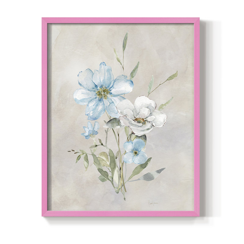 Détail dans la prairie I, reproduction encadrée - bois massif, H 15 po x l 12 po, Rose