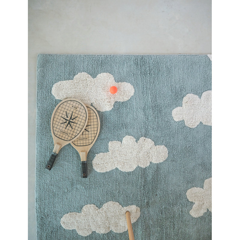 Washable Area Rug Clouds Blue