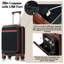 Ensemble de 3 valises de 20 pouces avec port USB, bagage à main à conception avant certifiée, bagage rigide en ABS avec roues pivotantes, noir-121295196
