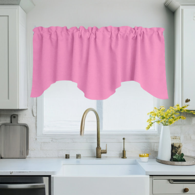 Cantonnière festonnée en popeline unie, Rose