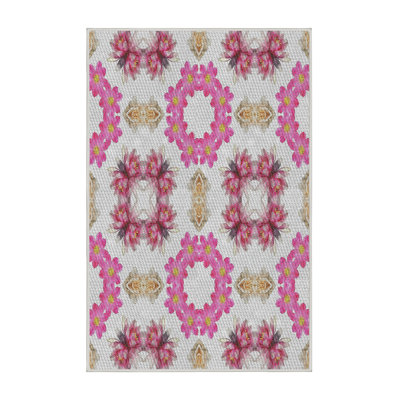 Tapis rose/brun tissé à la machine