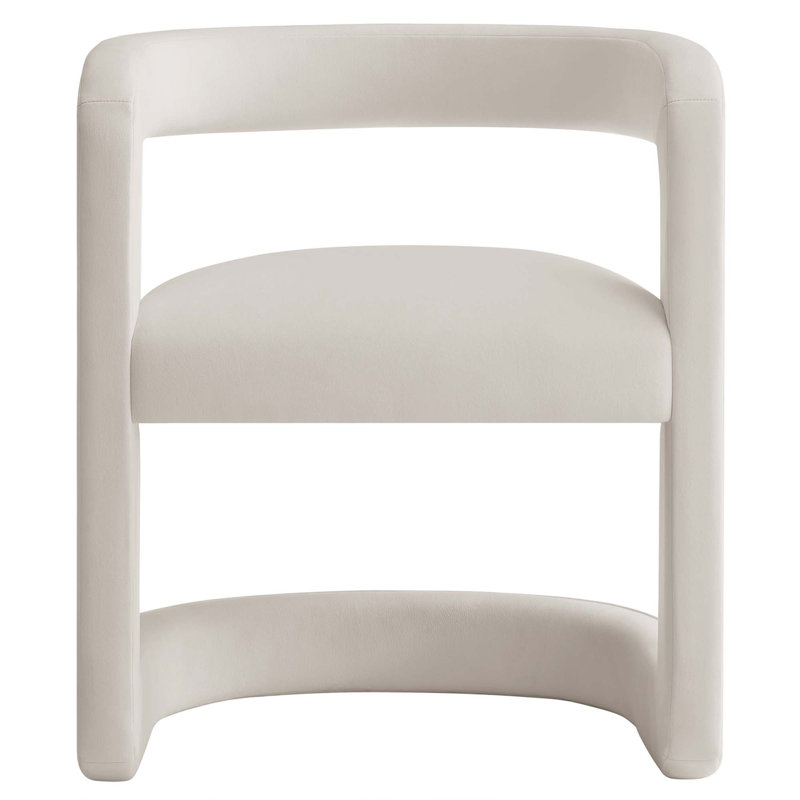 Winslow Barrel Performance Velvet Dining Chair, Alabaster