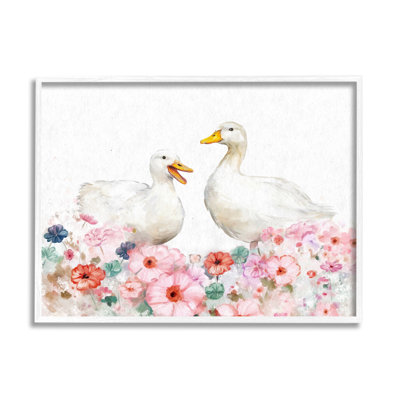 «Ducks & Pastel Flowers» par Ziwei Li, reproduction d'art sur toile