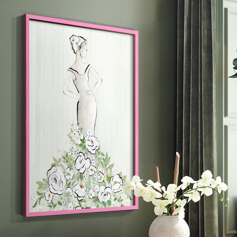 Reproduction encadrée figurative Fashion Floral - bois massif, Rose, H 10 po x l 8 po