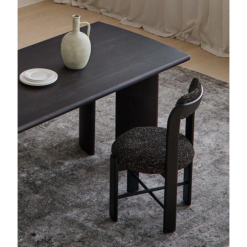 Chaise de salle à manger à dossier en bois de frêne massif French French, Brun, Noir