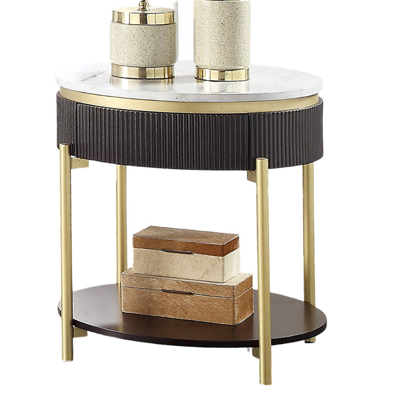 Table de bout 1Pc, Noir / noyer foncé