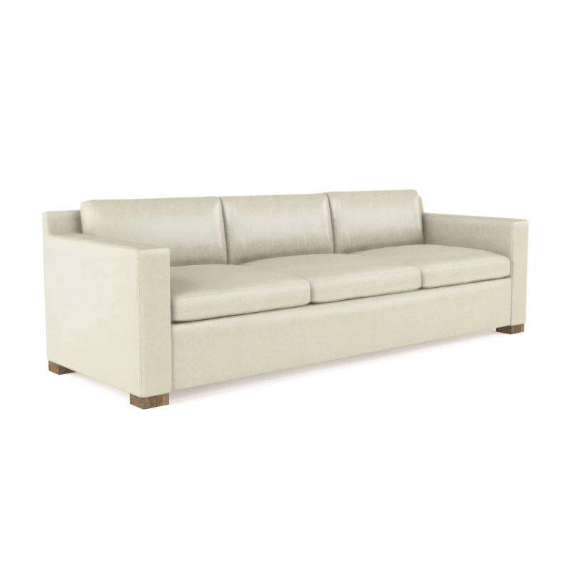 Mercer Track-Arm Sofa, Weathered, 33.5" H x 108" W x 39" D, Vintage Leather Alabaster