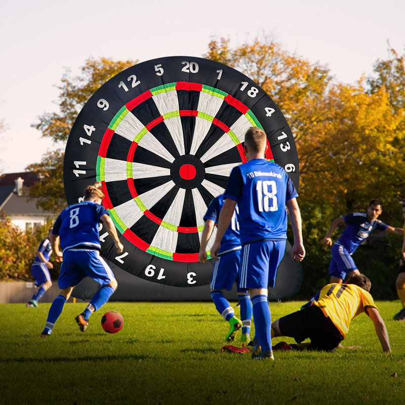  Jeu de fléchettes de 10 pi avec 8 balles de soccer et souffleur - jeu de fléchettes noir