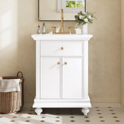 Meuble-lavabo moderne de 24 po avec tiroir basculant et charnières à fermeture en douceur